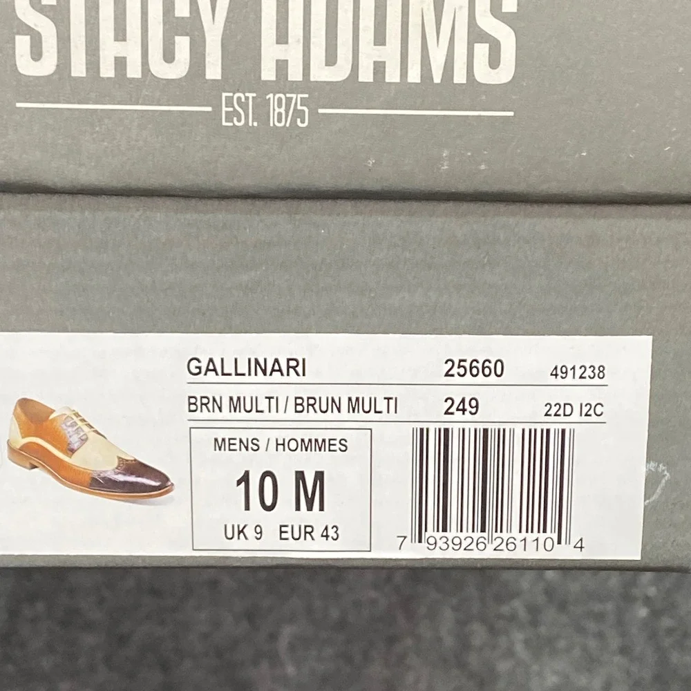 Stacy Adams‎ Gallinari Brown Multi Leather Oxford Dress Shoes Mens Size 10M NIB